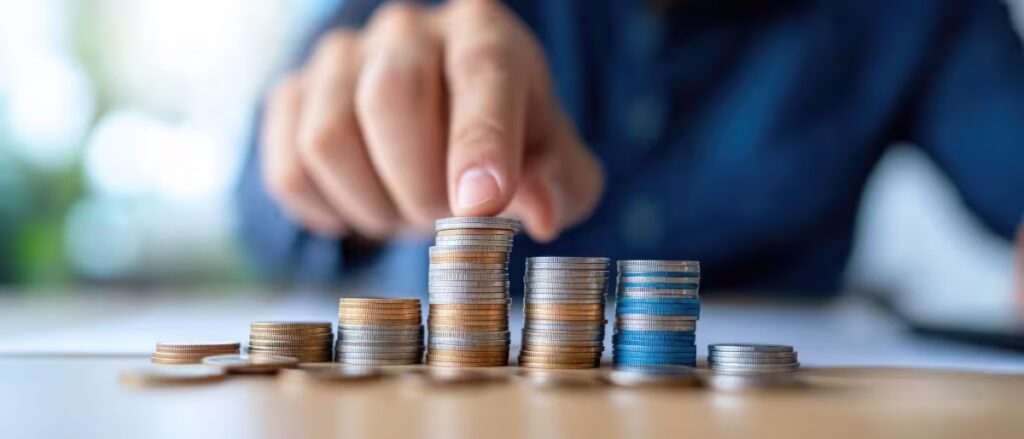 piles de monnaie matérialisant l'adoption des acomptes trimestriels de l'impôt sur le revenu